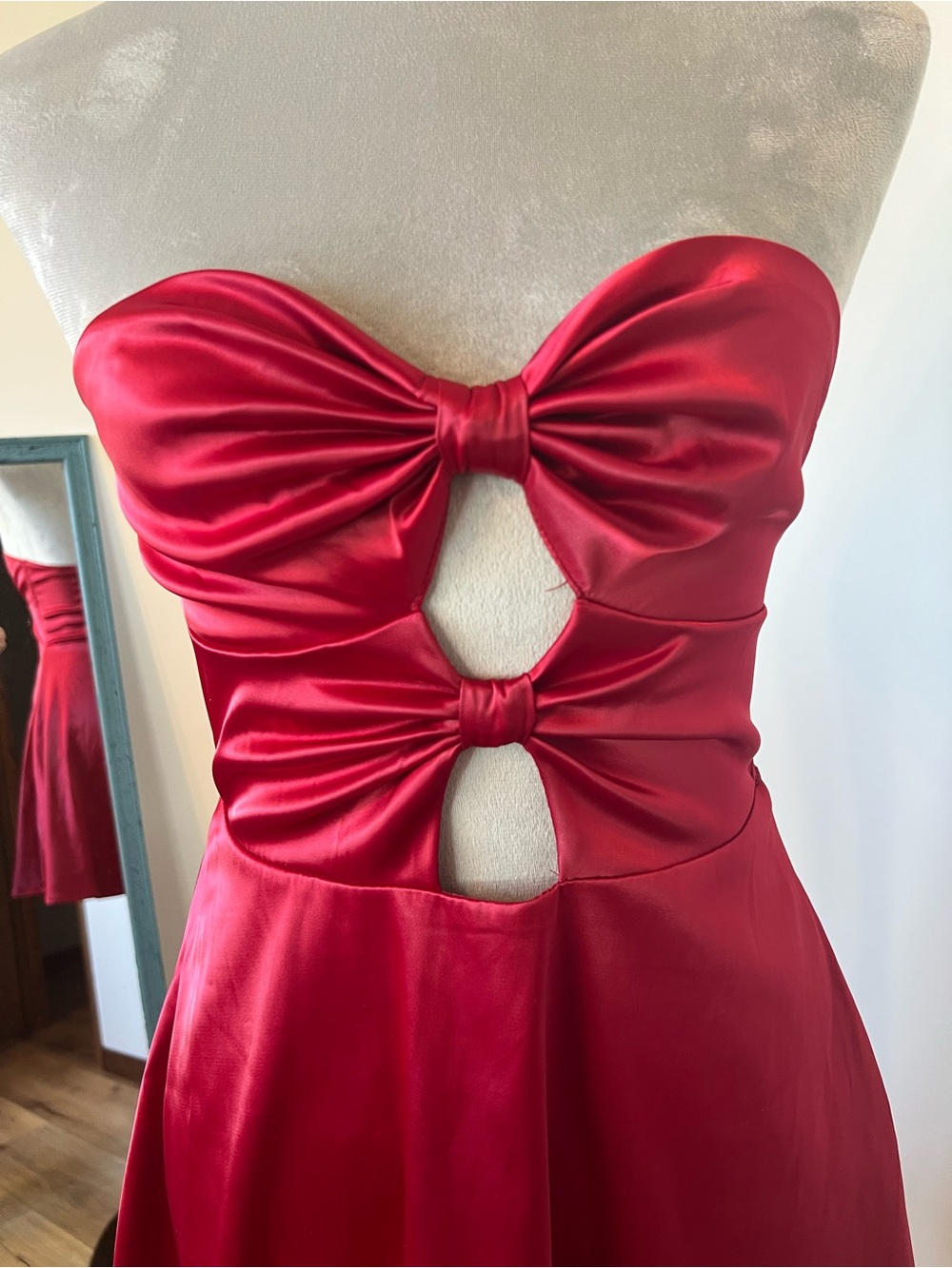Altar'd State Red Strapless Mini Dress with Cutouts - Picture 3 of 8